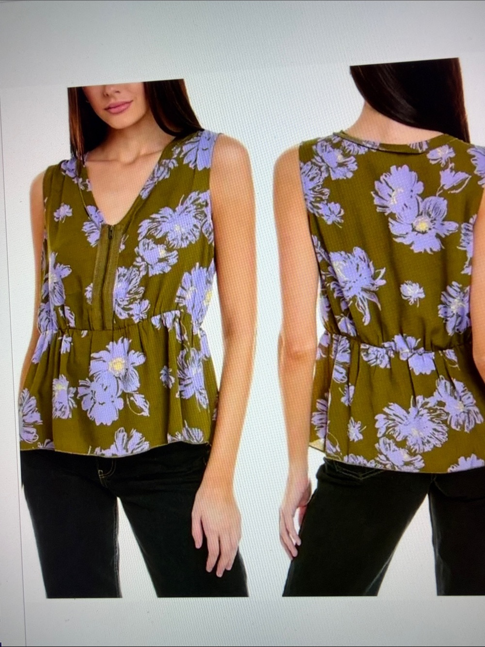 CAbi Celebrity Sleeveless Top Pop Flower Zipper Accent Style #4184A size L